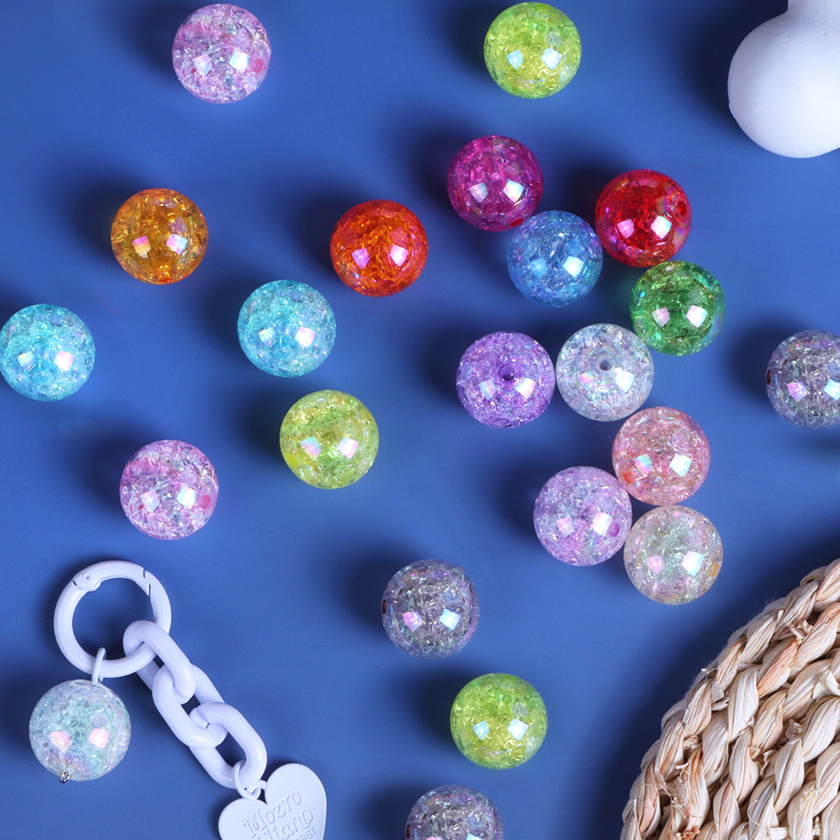 Transparent Bubblegum Beads 20mm Crackle Chunky Acrylic 10pcs 2