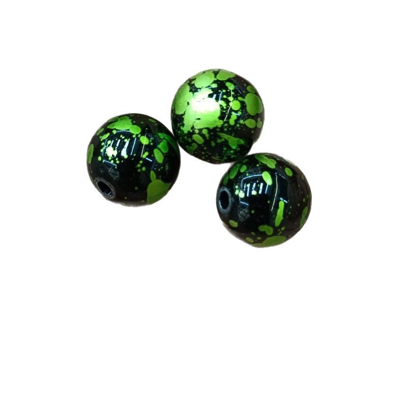 Dark Tone Spray Ink Acrylic Beads 16mm Glossy Splatter Pattern 100pcs 6