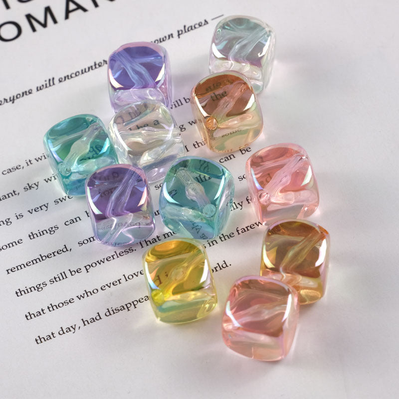 Transparent Flat Square Acrylic Beads 15mm Candy Colors 50pcs 9
