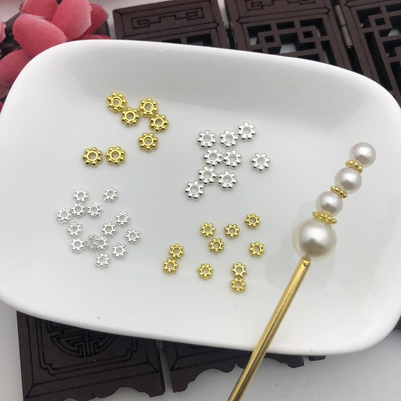 Zinc Alloy Snowflake Spacer Beads 4mm 6mm Tibetan Style 1000pcs