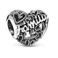 Heart Metal Beads Polished Silver Tone Large Hole 1pc 14
