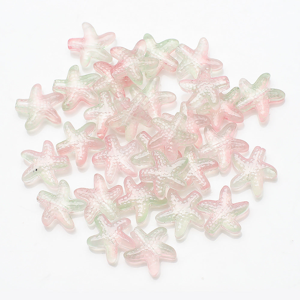Electroplated Starfish Glass Beads 13-14mm Transparent 30pcs 21