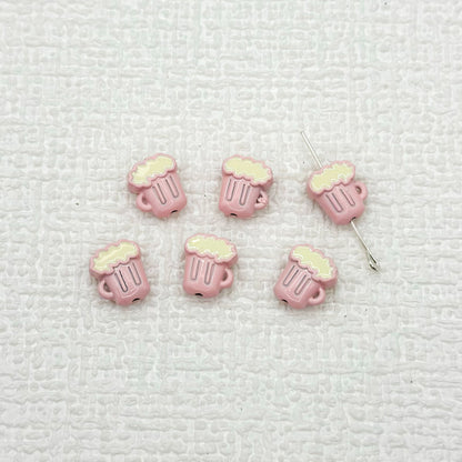 Beer Cup Metal Beads 11mm Hand Painted Enamel Alloy 10pcs 14