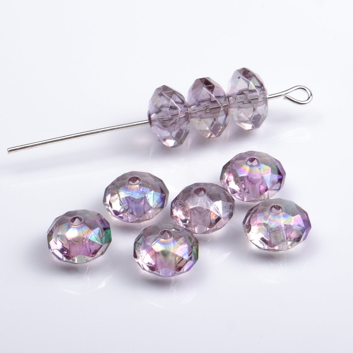 Acrylic Faceted Flat Spacer Beads 8mm Clear Plating 500pcs 4