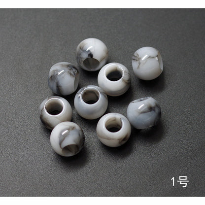Vintage Acrylic Large Hole Beads 10-11.6mm Earth Tone Crackle 1pc 8