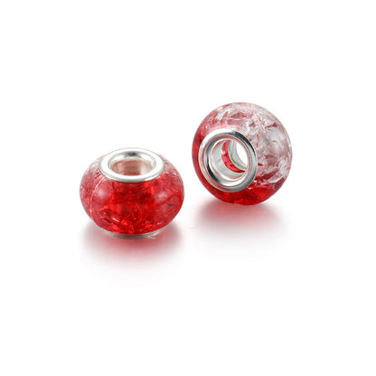 Acrylic Round Spacer Beads 14mm Gradient Two-Color Imitation Crack 100pcs 10