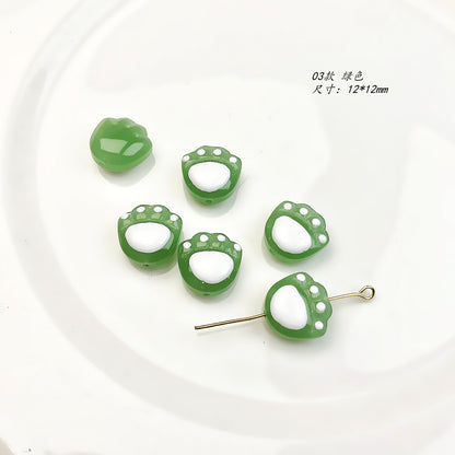 Lampwork Glass Beads Cat Claw 12mm Glossy White Paws 20pcs 7