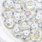 Painted Flower Acrylic Beads 16mm Round 14x18mm Square Purple Hand Painted 1pc 26