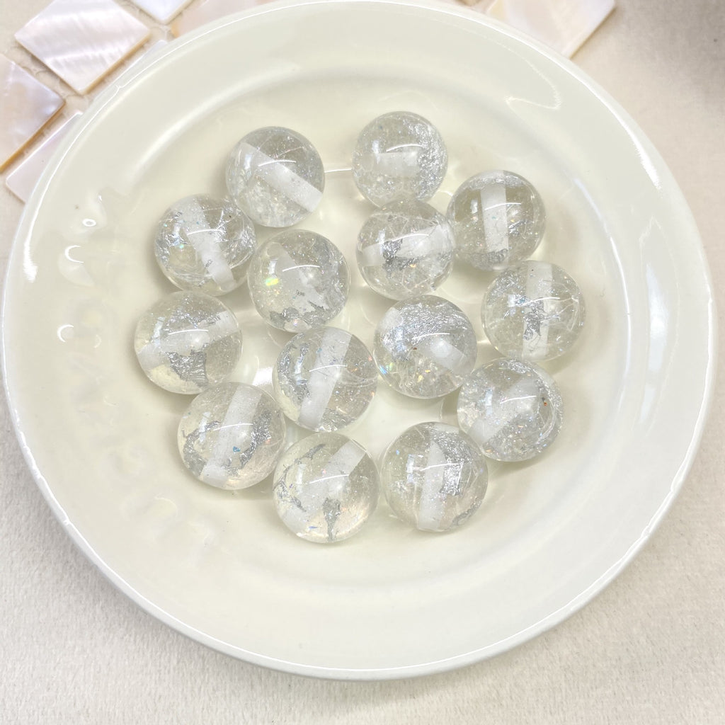 Clear Gild Tinsel Resin Beads 16mm Round Multicolor 50pcs 6
