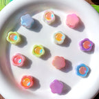 Flower Acrylic Beads 15mm Imitation Opal Encrusted Pastel 10pcs 2