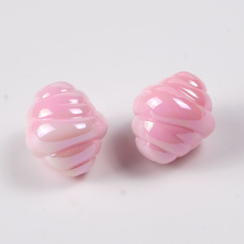 Pastel Cow Horn Wrapped Acrylic Beads 17mm Iridescent Finish 50pcs 3