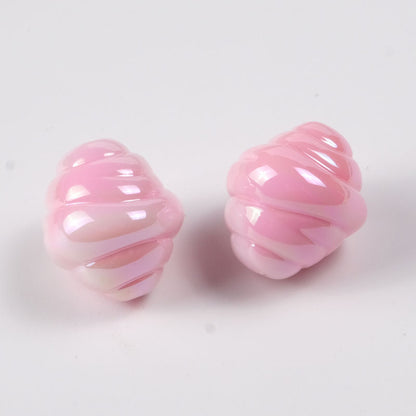 Pastel Cow Horn Wrapped Acrylic Beads 17mm Iridescent Finish 50pcs 3