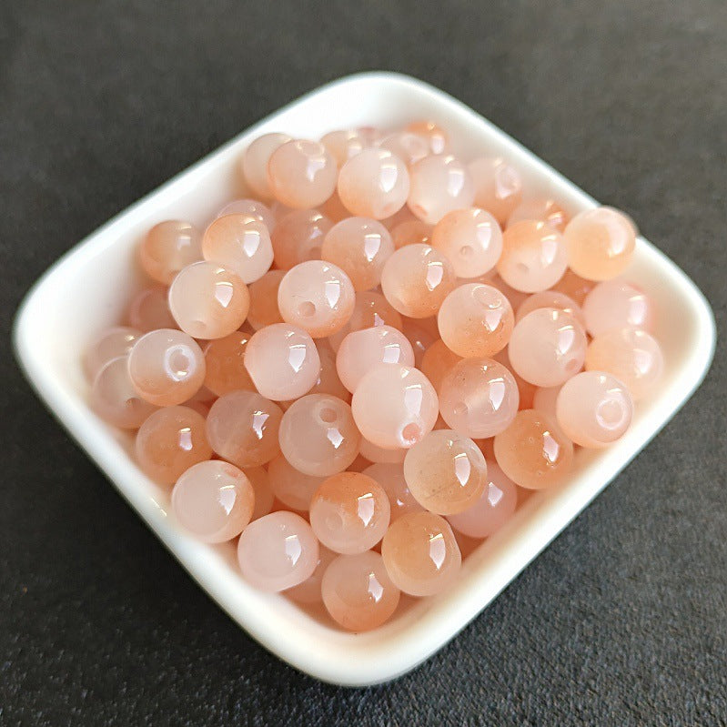 Dual Color Round Glass Beads 8mm Gradient Painted 100pcs 24