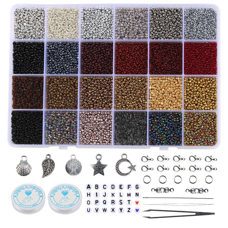 Transparent Seed Glass Beads 2mm 24 Vibrant Colors Glossy Finish 6