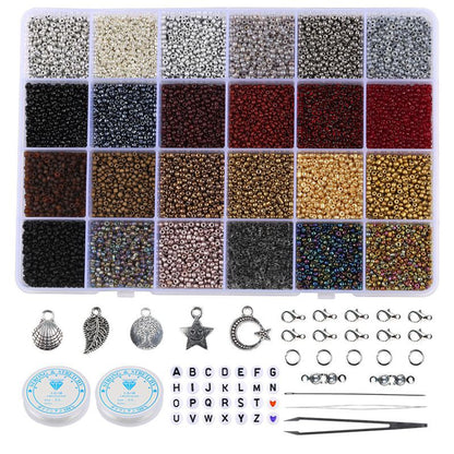 Transparent Seed Glass Beads 2mm 24 Vibrant Colors Glossy Finish 6