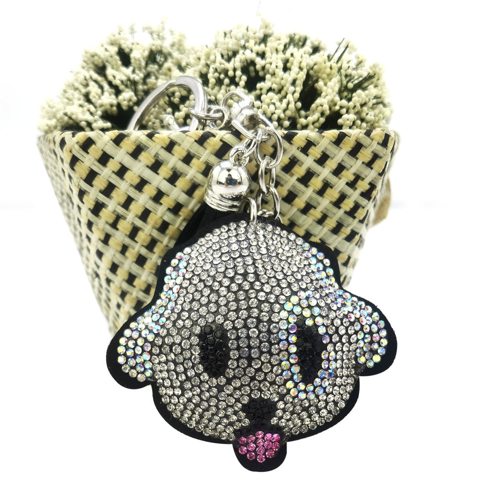 Cartoon Puppy Rhinestone Keychain Zinc Alloy Suede Tassel 6