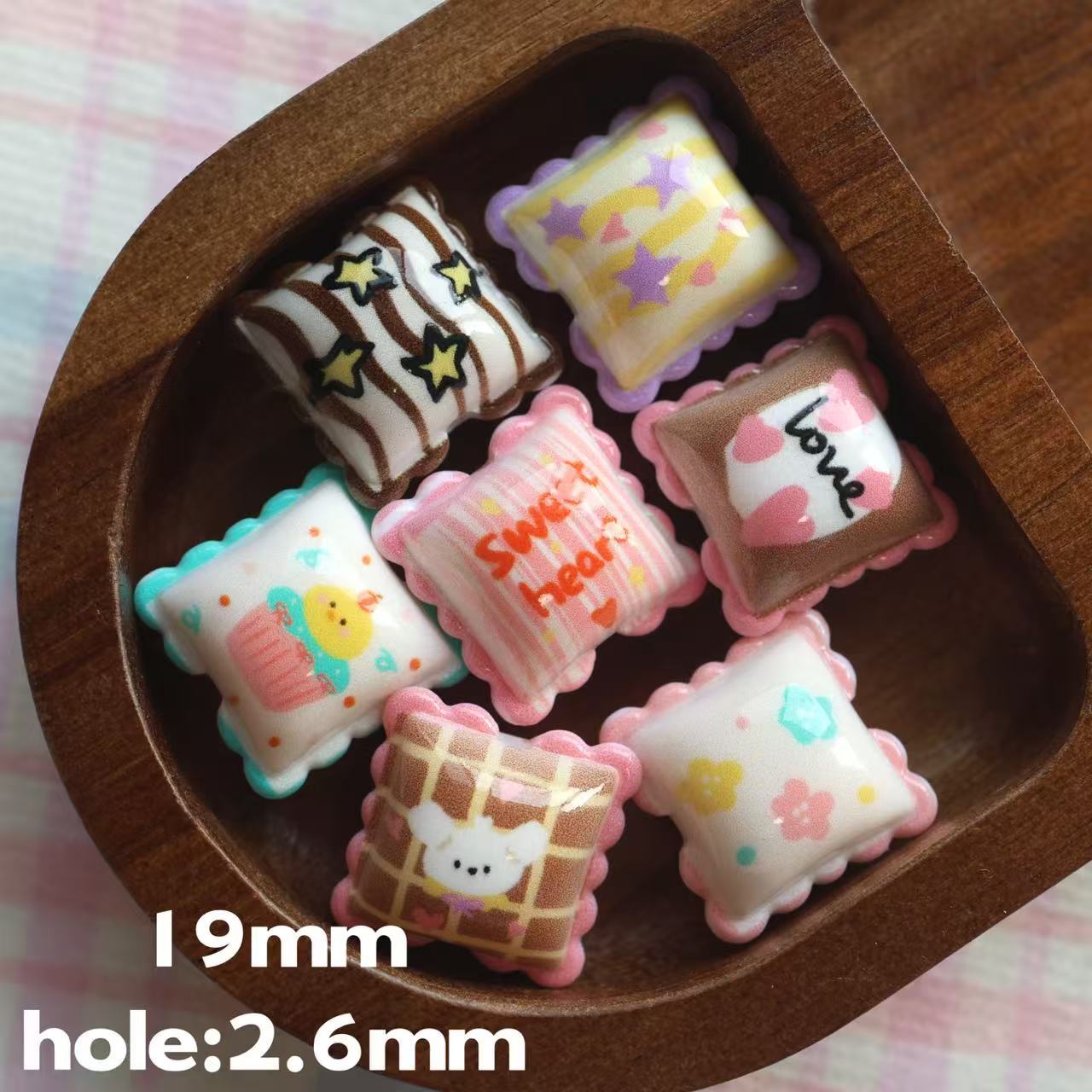 Cartoon Lace Pillow Acrylic Beads 19mm Colorful Mixed 20pcs 13