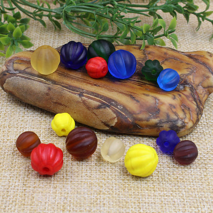 Frosted Pumpkin Glass Beads 10mm Matte Autumn Colors 20pcs
