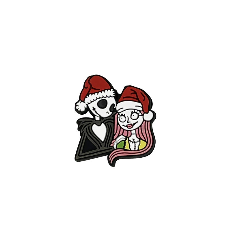 Silicone Focal Beads Christmas Skeleton Stitch With Santa Hats 20pcs 10