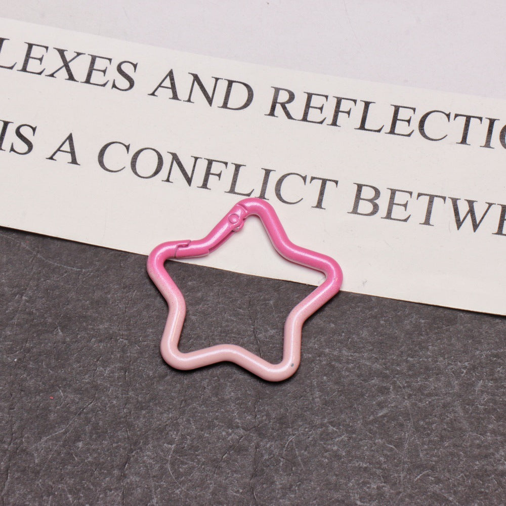 Alloy Gradient Pearlescent Star Trigger Spring Keyrings 4pcs 43mm 8