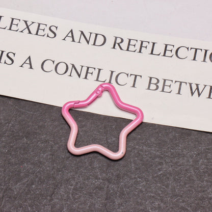 Alloy Gradient Pearlescent Star Trigger Spring Keyrings 4pcs 43mm 8