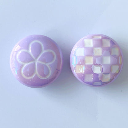 UV Plating Round Acrylic Beads 25mm Summer Fantasy Floret 100pcs 11