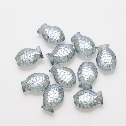 Electroplated Small Fish Glass Beads 10x14mm Translucent 30pcs 15