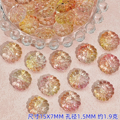 Gradient Sunflower Glass Beads 15mm Glossy Translucent Petals 25pcs 9
