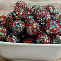 Plated Bubblegum Beads 10-22mm Red Blue Confetti Round 5pcs