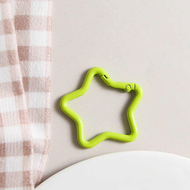 Zinc Alloy Star Trigger Spring Key Rings 41mm Baking Painted 6pcs 14