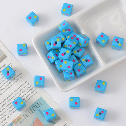 Star Acrylic Square Beads 10mm Colorful Tiny 10pcs 6