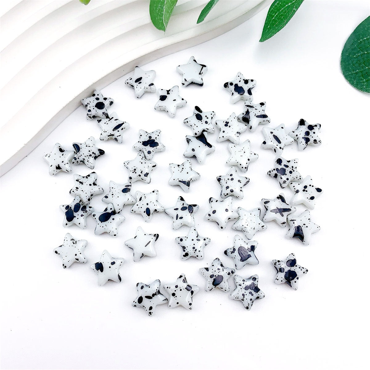 Spray Painted Butterfly Heart Star Acrylic Beads Black and White 100pcs 8