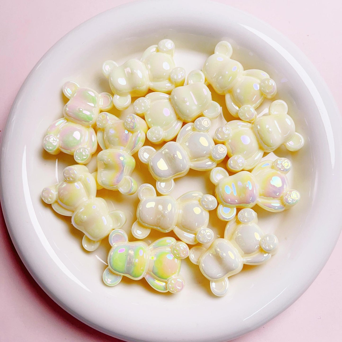 Glow In The Dark Plating Bear Acrylic Beads 24-34mm Two-Color 5pcs 14