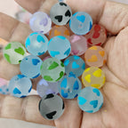 Matte Heart Acrylic Beads 16mm Printed Multicolor 100pcs 2