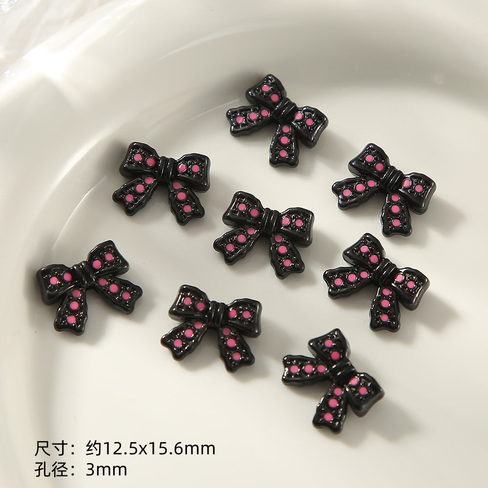 Kitten Series Metal Beads Black and Pink Enamel Alloy 10pcs 26