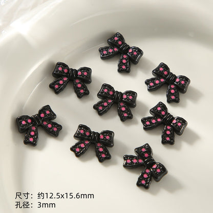 Kitten Series Metal Beads Black and Pink Enamel Alloy 10pcs 26