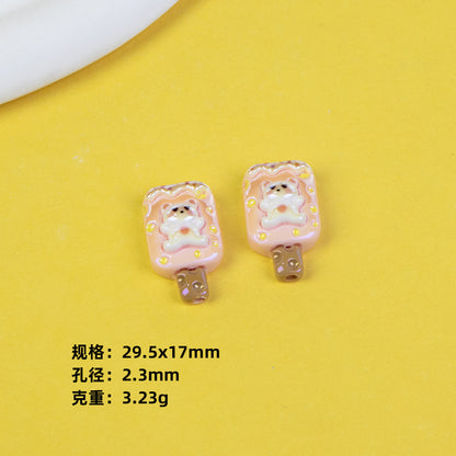 Bear Ice Cream Series Resin Beads Glossy Pastel Pink 20pcs 8