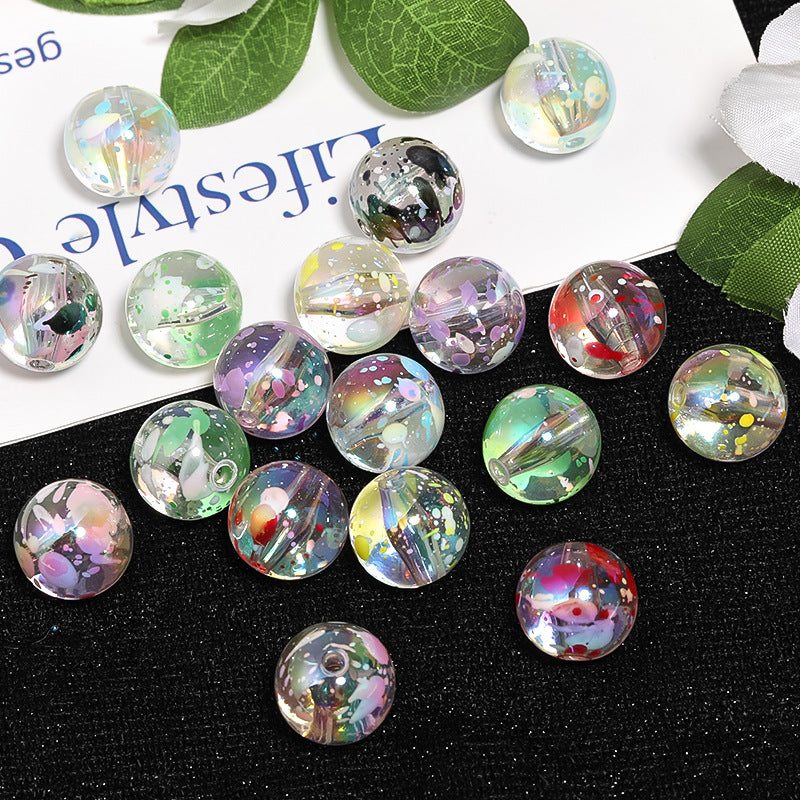 Plating Round Acrylic Beads 16mm Transparent Color Splash 50pcs 4