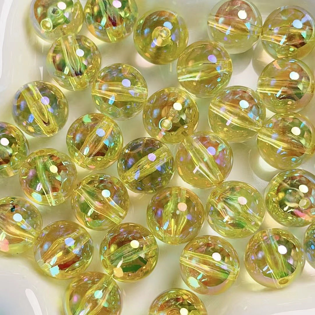 Clear Round Acrylic Beads 16mm UV Plated Rainbow Shimmer 200pcs 11