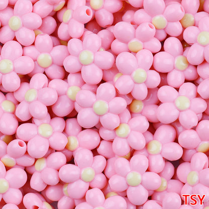 Glow In The Dark Five-Petal Flower Acrylic Beads 21mm Bicolor 10pcs 11