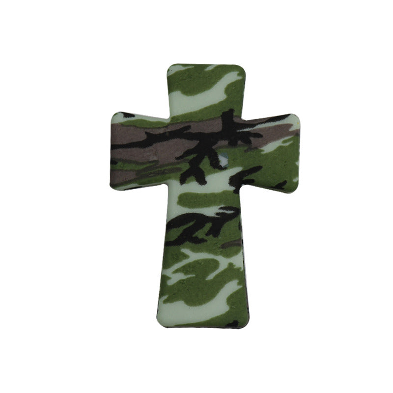 Silicone Focal Beads Cross Sunflower Skull Camouflage 20pcs