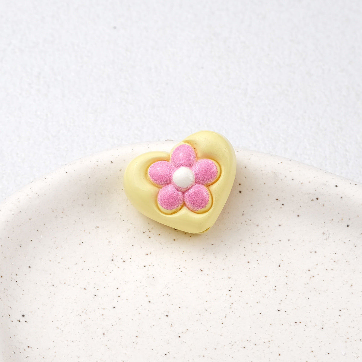 Floral Heart Acrylic Beads 21mm Colorful Mixed 50pcs 9