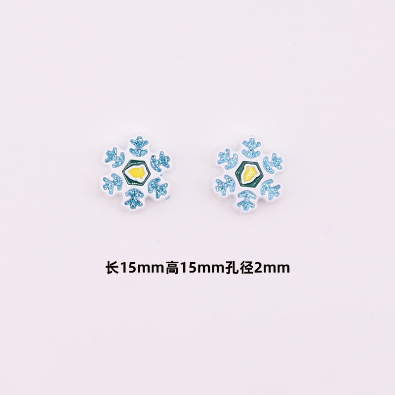 Snowflake Metal Beads 15mm Baking Painted Color Glitter 10pcs 7