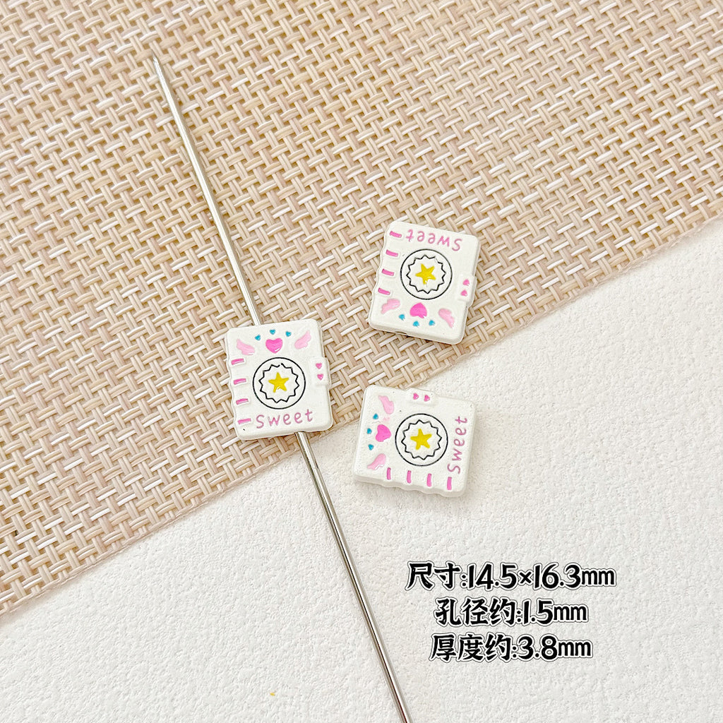 Baking Painted Magic Book Cloud Metal Beads 16mm Cute Pastel 10pcs 4