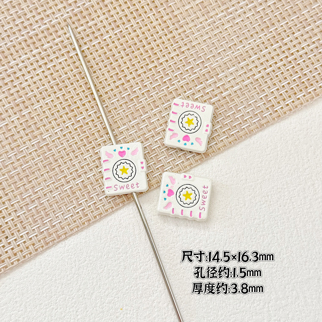Baking Painted Magic Book Cloud Metal Beads 16mm Cute Pastel 10pcs 4