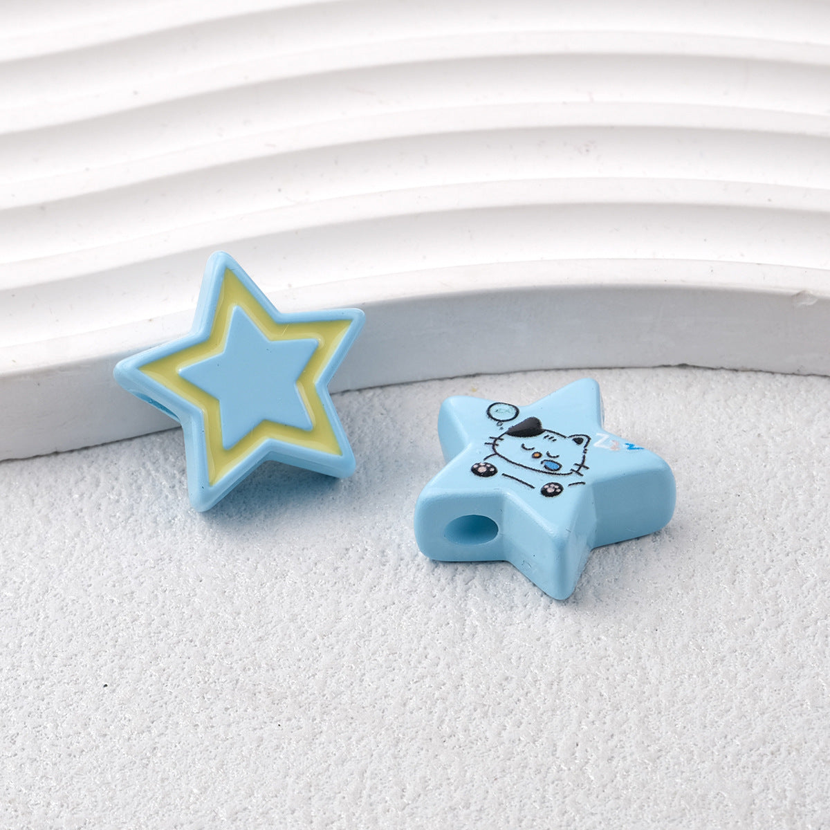 Star Acrylic Beads 22mm Cat Pattern Glossy Colorful 20pcs 9