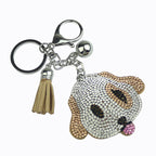 Cartoon Puppy Rhinestone Keychain Zinc Alloy Suede Tassel 5