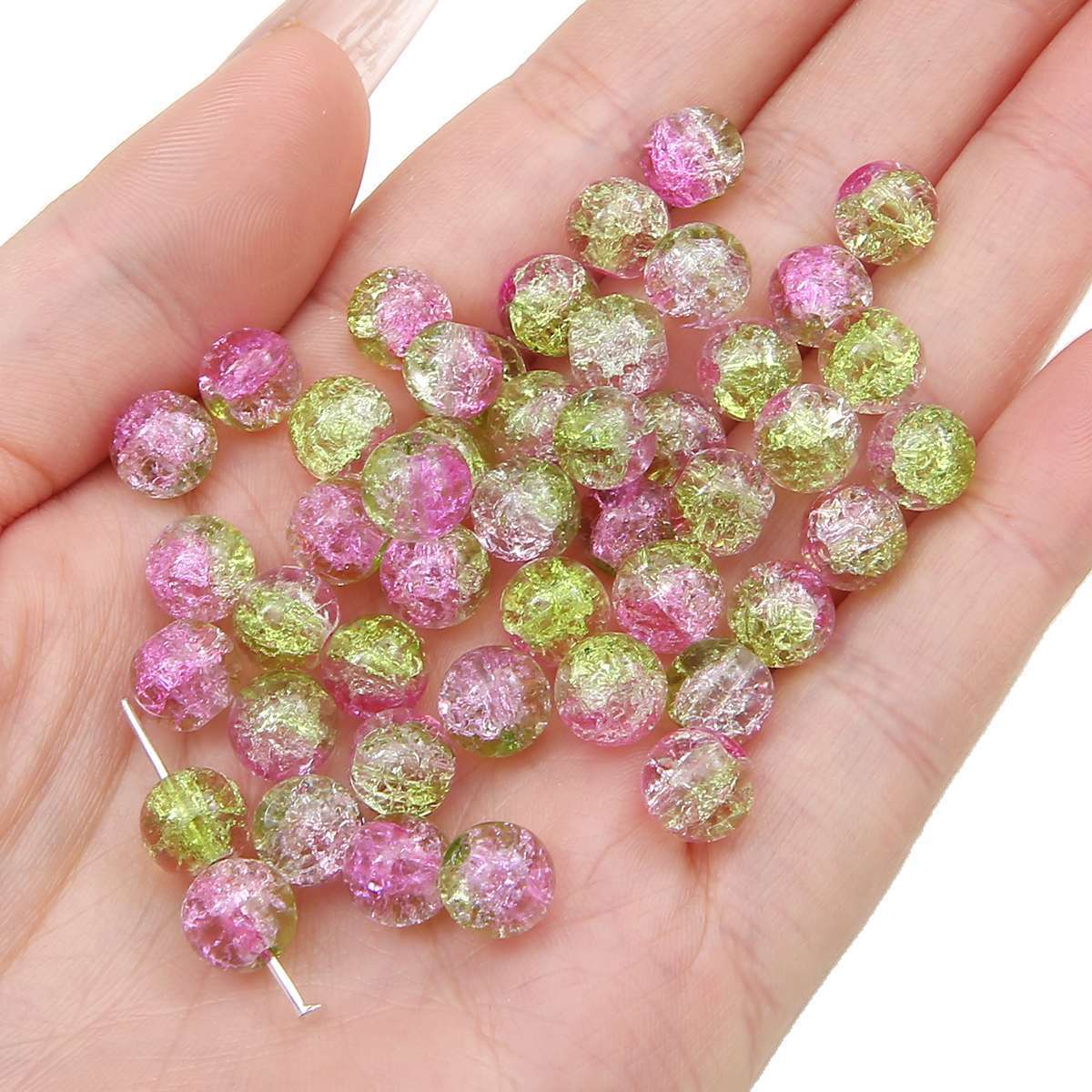 Crackle Round Glass Beads 10mm Assorted Colors 40pcs 24