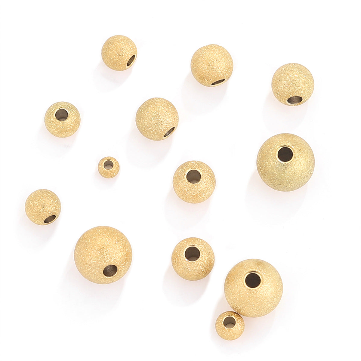 Stainless Steel Round Metal Beads 3-8mm Matte Color Retaining 50pcs 7
