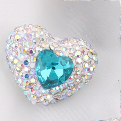 Rhinestone Heart Clay Beads 24mm Colorful Sparkling 6pcs 8